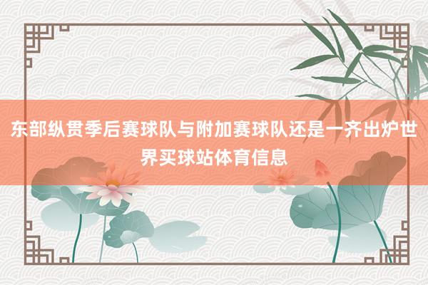 东部纵贯季后赛球队与附加赛球队还是一齐出炉世界买球站体育信息