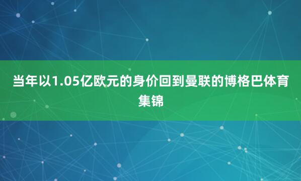 当年以1.05亿欧元的身价回到曼联的博格巴体育集锦
