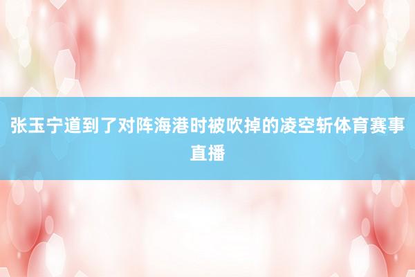 张玉宁道到了对阵海港时被吹掉的凌空斩体育赛事直播