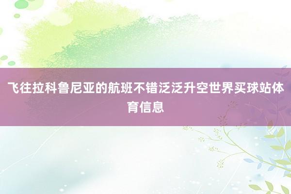 飞往拉科鲁尼亚的航班不错泛泛升空世界买球站体育信息